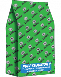 ZooRing Mini Puppy Junior 2 утка сухой корм для собак, рис с глюкозамином и хондроитином 20 кг