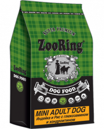 Zooring Mini Adult Dog корм для собак маленьких пород Индейка рис хондропротекторы 10 кг