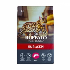Mr.Buffalo ADULT HAIR & SKIN Сухой корм для кошек лосось 400 гр