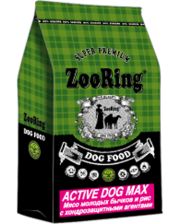 ZooRing Active Dog Max корм для собак Мясо молодых бычков, рис 10 кг