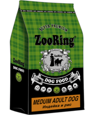 Zooring Medium Adult Dog корм для собак средних пород Индейка рис 10 кг