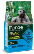 Monge Dog BWild GRAIN FREE сухой корм для собак взрослых анчоус, картофель, горох все породы 2.5 кг