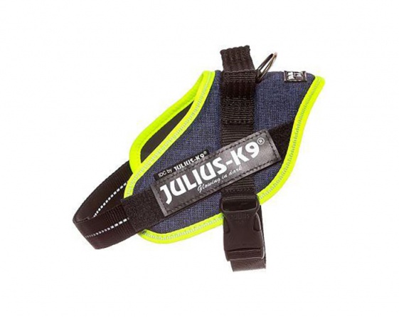 JULIUS-K9 шлейка для собак IDC®-Powerharness S/Mini (49-67см/ 7-15кг), джинса-зеленый неон фото 1