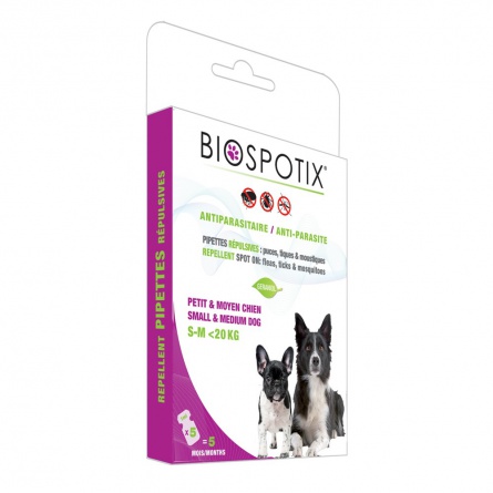Biospotix Dog Spot on для собак 5 пипеток мелких и средних пород до 20 кг по 1 мл фото 1