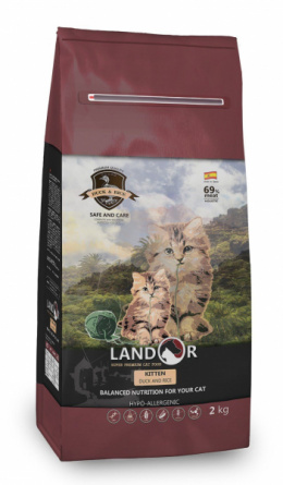LANDOR сухой корм для котят утка с рисом обогащенный 2 кг фото 1