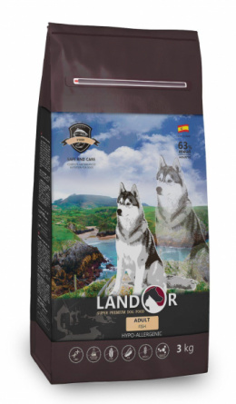 LANDOR ADULT DOG FISH Полнорационный сухой корм для взрослых собак всех пород рыба с рисом 15 кг фото 1