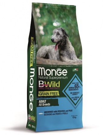 Monge BWild GRAIN FREE Puppy Junior сухой корм для собак взрослых анчоус, картофель, горох все породы 2.5 кг фото 2