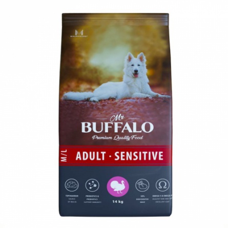 Mr.Buffalo ADULT M/L SENSITIVE Сухой корм для собак средних и крупных пород индейка 14 кг фото 1