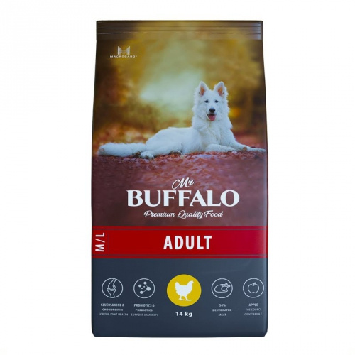 Mr.Buffalo ADULT M/L Сухой корм для собак средних и крупных пород курица 14 кг фото 1