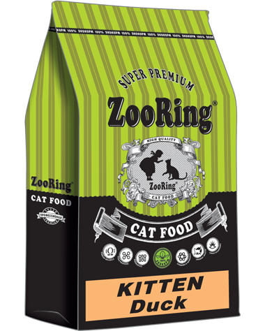 ZooRing KITTEN Duck сухой корм для котят и кормящих кошек утка 10 кг фото 1