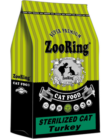 ZooRing STERILIZED CAT Turkey сухой корм для кошек индейка 10 кг фото 1