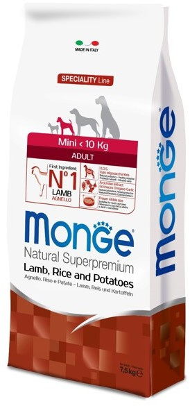 Monge Dog Speciality Mini сухой кор для собак для мелких пород ягненок с рисом и картофелем 7.5 кг фото 2