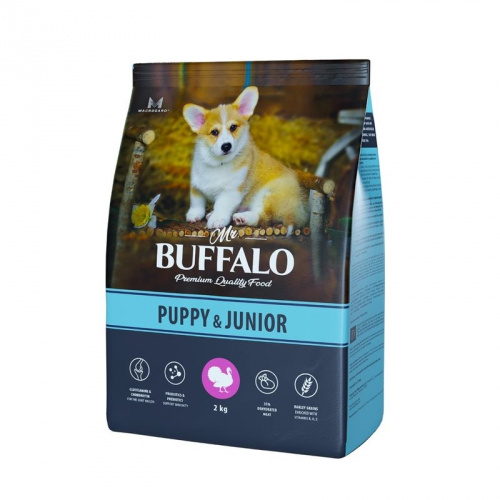Mr.Buffalo PUPPY & JUNIOR Сухой корм для щенков и юниоров индейка 2 кг фото 1